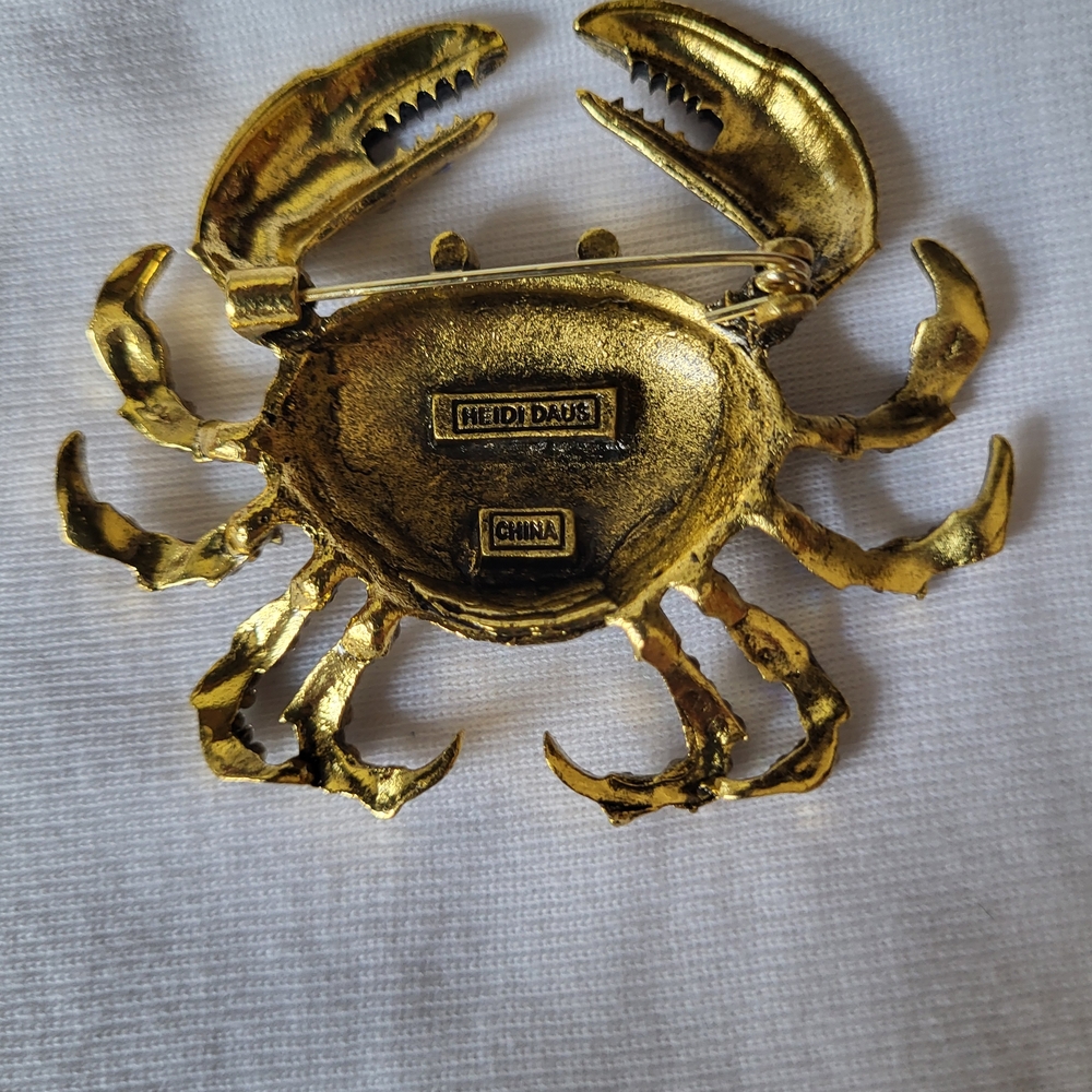 Heidi Daus Gold-Tone Crystal Pave Crab Brooch with Aurora Borealis Accents - Picture 5 of 5